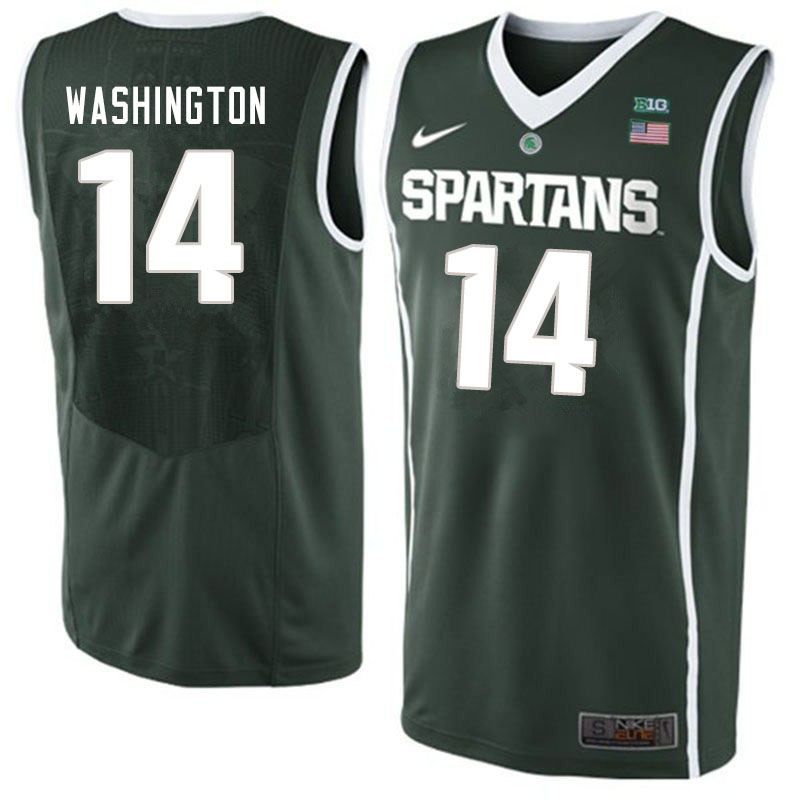 Men #14 Brock Washington Michigan State Spartans College Basketball Jerseys Sale-Dark Green